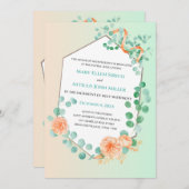 Whimsical Peach Green Nuptial Mass Invitation Kaart (Voorkant / Achterkant)