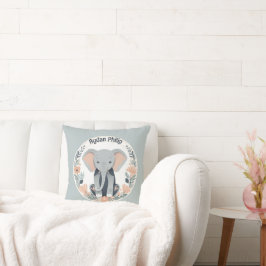 Whimsical Peach & Grey Baby Olifant Kussen