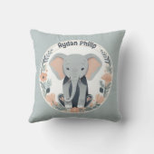 Whimsical Peach & Grey Baby Olifant Kussen (Achterkant)
