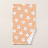 Whimsical Peach & White Floral Retro, vrolijk Bad Handdoek (Handdoek)