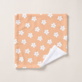 Whimsical Peach & White Floral Retro, vrolijk Bad Handdoek (Wasdoekje)
