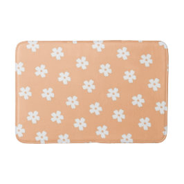 Whimsical Peach & White Floral Retro, vrolijk Badmat