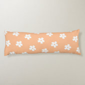 Whimsical Peach & White Floral Retro, vrolijk Lichaamskussen (Achterkant)