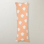 Whimsical Peach & White Floral Retro, vrolijk Lichaamskussen (Voorkant Verticaal)