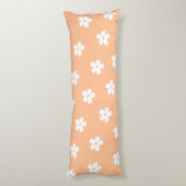 Whimsical Peach & White Floral Retro, vrolijk Lichaamskussen (Achterkant (Verticaal))