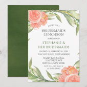 Whimsical Peachy Peonies Bridesmaids Luncheon Kaart (Voorkant / Achterkant)