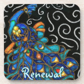 Whimsical Peacock Chalk Pastel Bird gepersonalisee Bier Onderzetter (Voorkant)