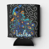 Whimsical Peacock Chalk Pastel Bird gepersonalisee Blikjeskoeler (Achterkant)