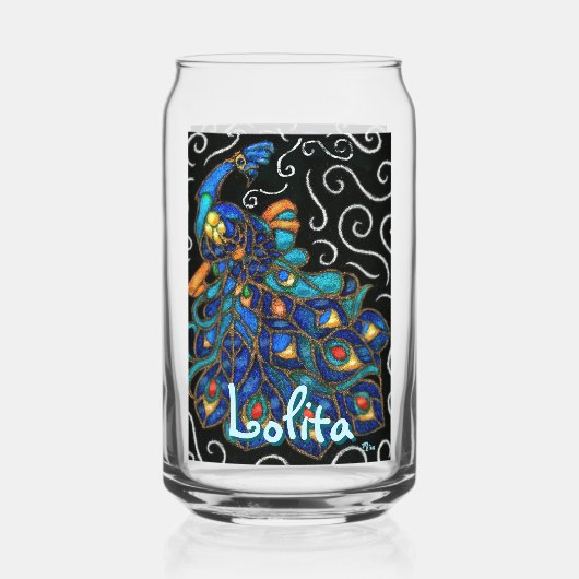 Whimsical Peacock Chalk Pastel Bird gepersonalisee Blikvorm Glas (Voorkant)