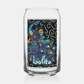 Whimsical Peacock Chalk Pastel Bird gepersonalisee Blikvorm Glas (Achterkant)