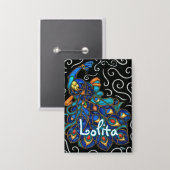 Whimsical Peacock Chalk Pastel Bird gepersonalisee Button (Voorkant / Achterkant)
