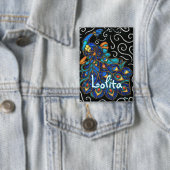 Whimsical Peacock Chalk Pastel Bird gepersonalisee Button (Insitu)