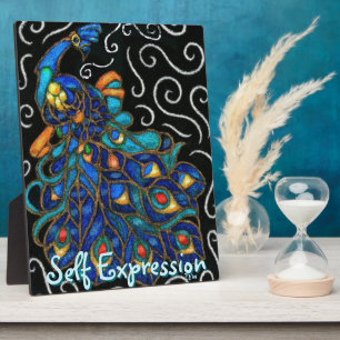 Whimsical Peacock Chalk Pastel Bird gepersonalisee Fotoplaat