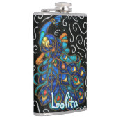 Whimsical Peacock Chalk Pastel Bird gepersonalisee Heupfles (Rechts)