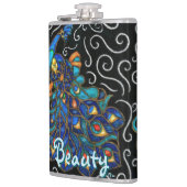 Whimsical Peacock Chalk Pastel Bird gepersonalisee Heupfles (Links)