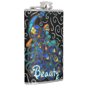 Whimsical Peacock Chalk Pastel Bird gepersonalisee Heupfles (Rechts)