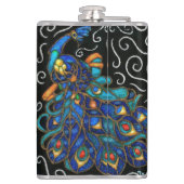 Whimsical Peacock Chalk Pastel Bird gepersonalisee Heupfles (Achterkant)