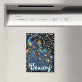 Whimsical Peacock Chalk Pastel Bird gepersonalisee Magneet (Insitu (Vaatwasser))