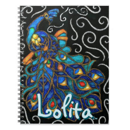 Whimsical Peacock Chalk Pastel Bird gepersonalisee Notitieboek