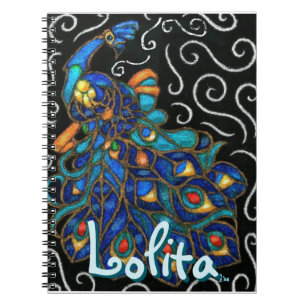 Whimsical Peacock Chalk Pastel Bird gepersonalisee Notitieboek
