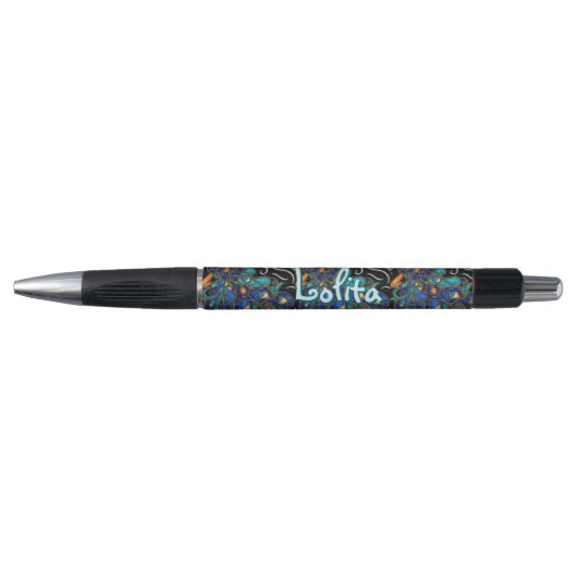 Whimsical Peacock Chalk Pastel Bird gepersonalisee Pen (Voorkant)