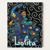 Whimsical Peacock Chalk Pastel Bird gepersonalisee Planner (Achterkant)
