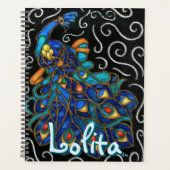 Whimsical Peacock Chalk Pastel Bird gepersonalisee Planner (Voorkant)