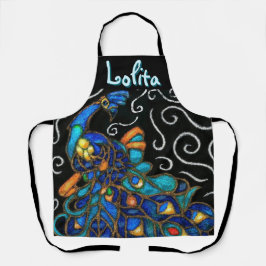 Whimsical Peacock Chalk Pastel Bird gepersonalisee Schort