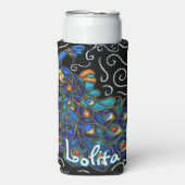 Whimsical Peacock Chalk Pastel Bird gepersonalisee Seltzer Blikjeskoeler (Seltzer Voorkant)