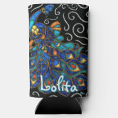 Whimsical Peacock Chalk Pastel Bird gepersonalisee Seltzer Blikjeskoeler (Achterkant)