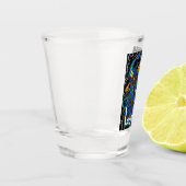 Whimsical Peacock Chalk Pastel Bird gepersonalisee Shot Glas (Links)