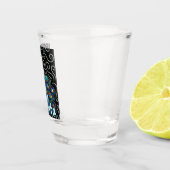 Whimsical Peacock Chalk Pastel Bird gepersonalisee Shot Glas (Rechts)