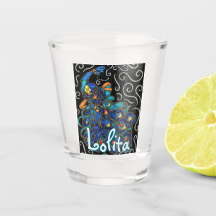 Whimsical Peacock Chalk Pastel Bird gepersonalisee Shot Glas