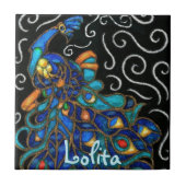 Whimsical Peacock Chalk Pastel Bird gepersonalisee Tegeltje (Voorkant)
