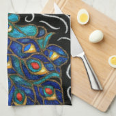 Whimsical Peacock Chalk Pastel Bird gepersonalisee Theedoek (Quarter Fold)