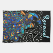 Whimsical Peacock Chalk Pastel Bird gepersonalisee Theedoek (Horizontaal)