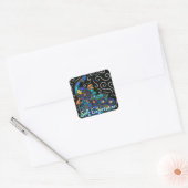 Whimsical Peacock Chalk Pastel Bird gepersonalisee Vierkante Sticker (Envelop)