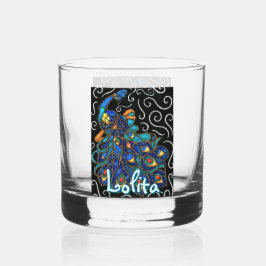 Whimsical Peacock Chalk Pastel Bird gepersonalisee Whisky Glas