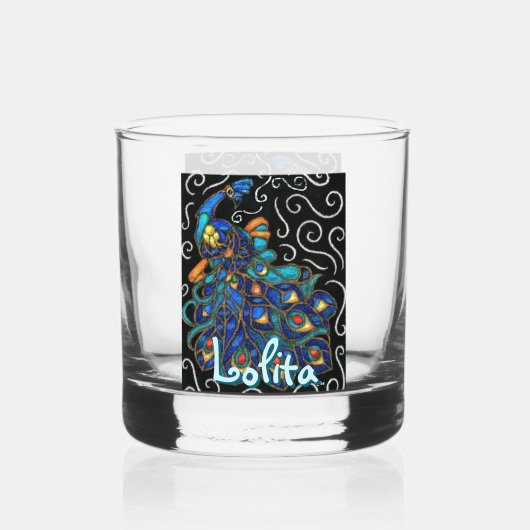 Whimsical Peacock Chalk Pastel Bird gepersonalisee Whisky Glas (Voorkant)