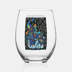 Whimsical Peacock Chalk Pastel Bird gepersonalisee Wijnglas Zonder Voet