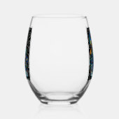 Whimsical Peacock Chalk Pastel Bird gepersonalisee Wijnglas Zonder Voet (Rechts)