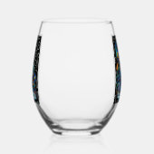 Whimsical Peacock Chalk Pastel Bird gepersonalisee Wijnglas Zonder Voet (Links)