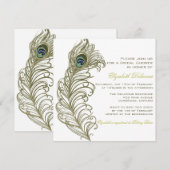 Whimsical Peacock Feather Bridal Shower Invitation Kaart (Voorkant / Achterkant)