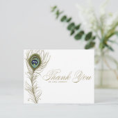 Whimsical Peacock Feather Dank u Briefkaart (Staand voorkant)