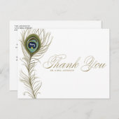 Whimsical Peacock Feather Dank u Briefkaart (Voorkant / Achterkant)