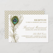 Whimsical Peacock Feather Reception Kaart (Voorkant / Achterkant)