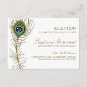 Whimsical Peacock Feather Reception Kaart (Voorkant)