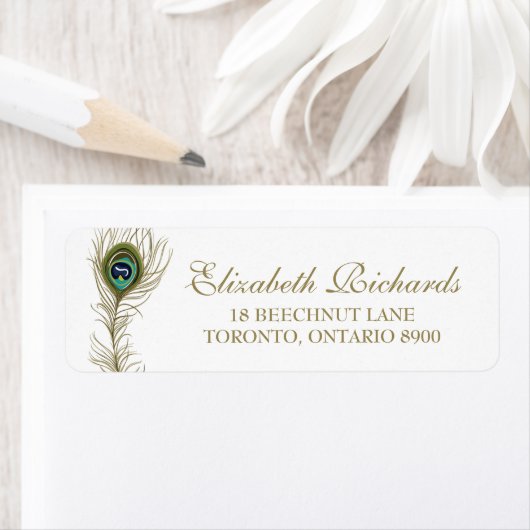 Whimsical Peacock Feather Return Address Label (Insitu)