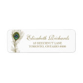 Whimsical Peacock Feather Return Address Label (Voorkant)