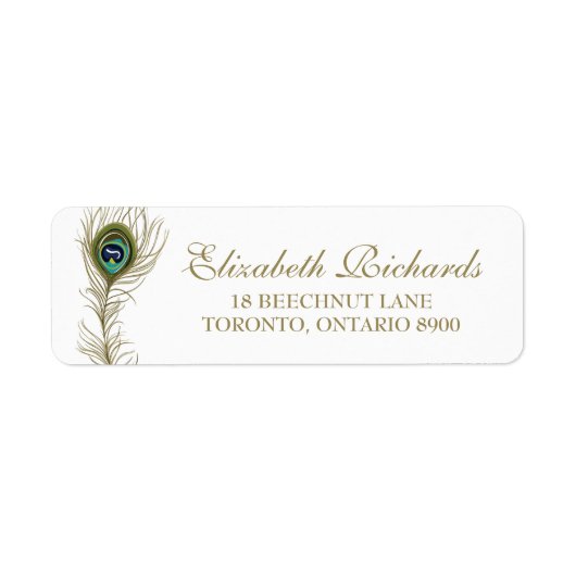 Whimsical Peacock Feather Return Address Label (Voorkant)